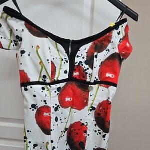 Off-Shoulder Cherry Print Dress